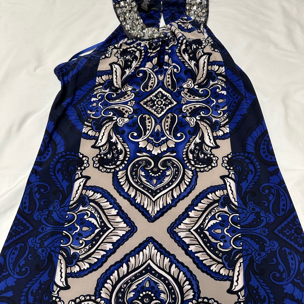 Blue and Black Patterned Halter